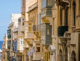 Typical Maltese covered balconies in Valleta